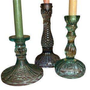 Pottery Barn Glass Candle Holders Set